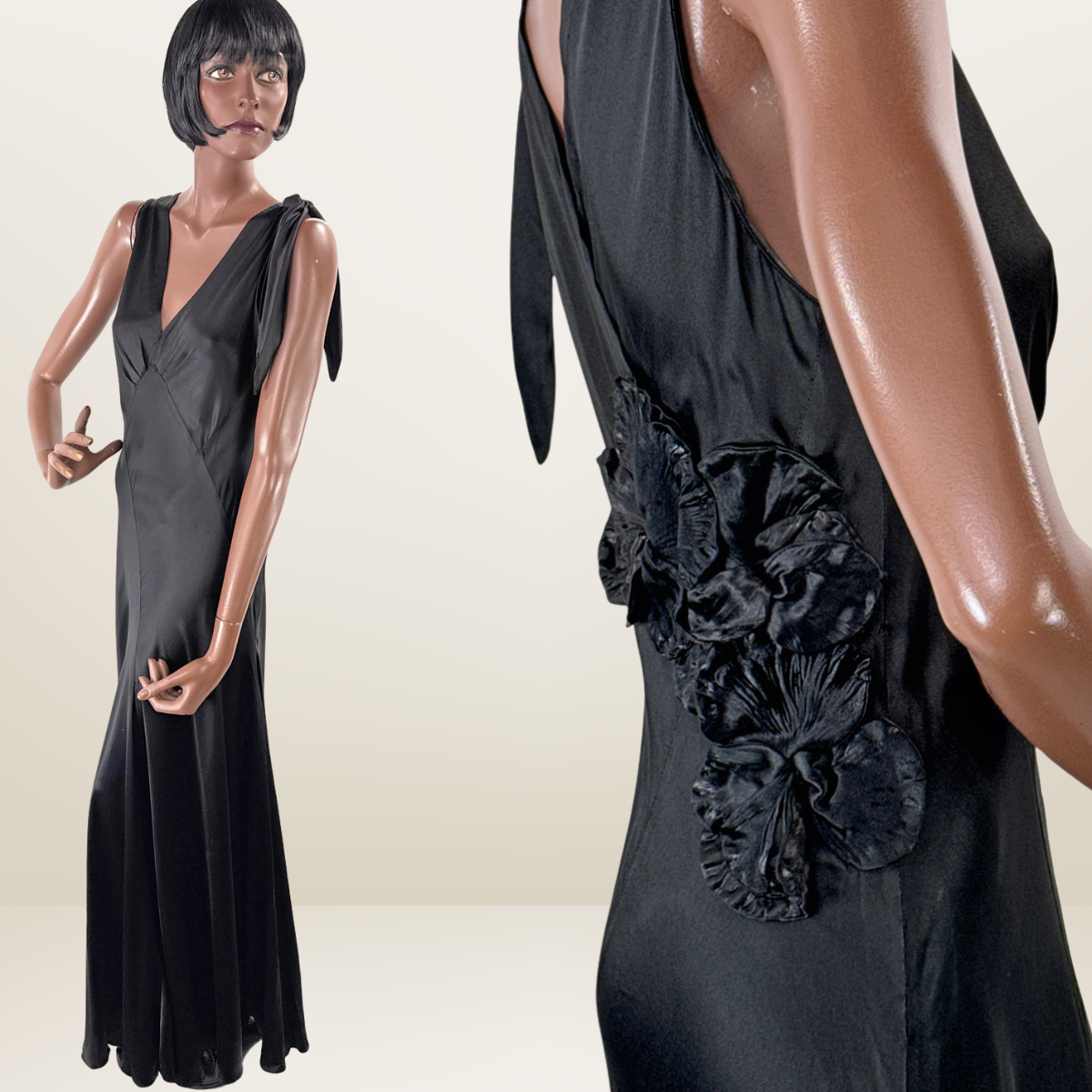 Early 30s Evening Gown Bias Cut Long Vintage Dress Black Old Hollywood Mags Rags Early 30s Evening Gown Bias Cut Long Vintage Dress Black Old Hollywood Mags Rags