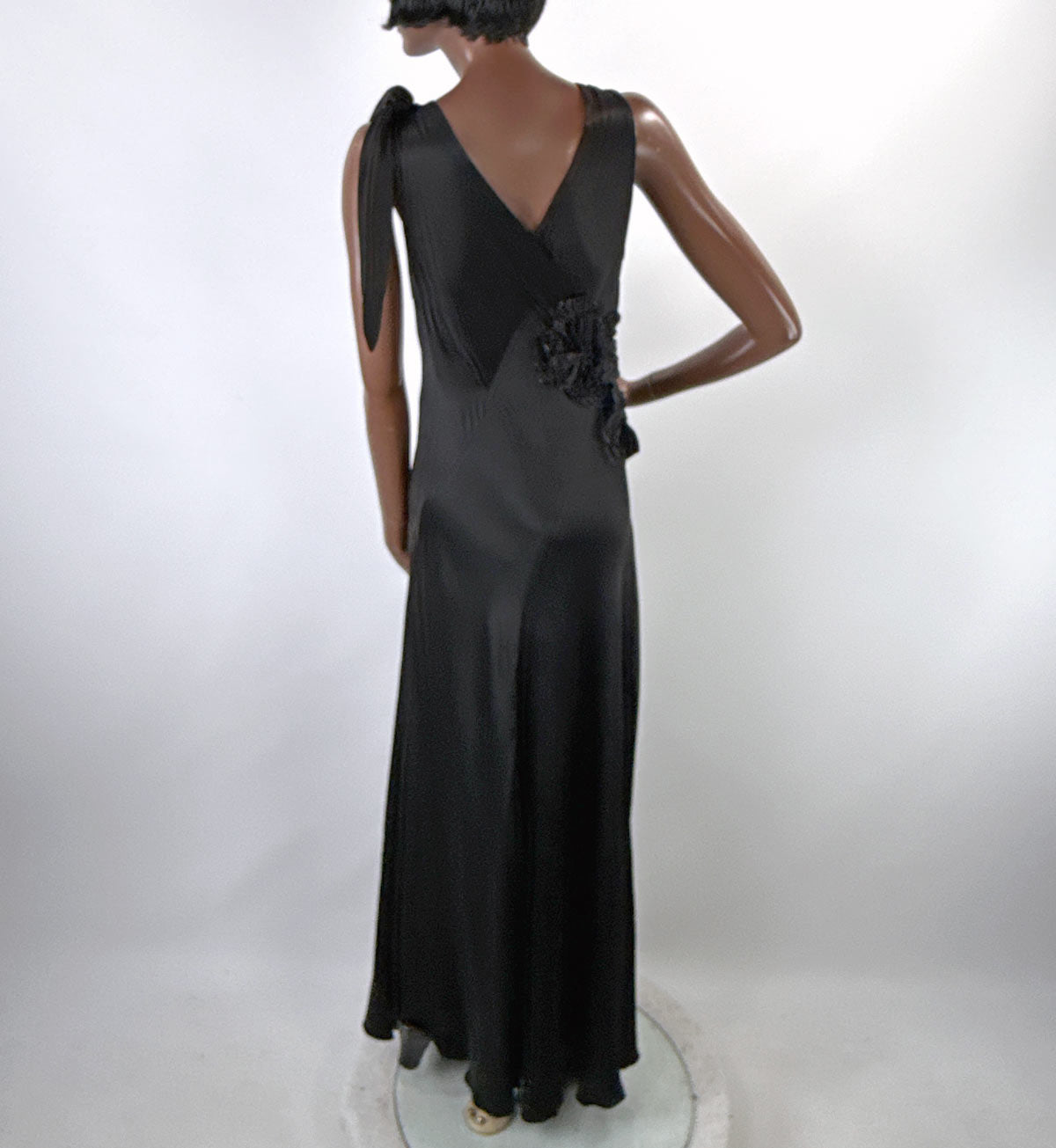 Early 30s Evening Gown Bias Cut Long Vintage Dress Black Old Hollywood Small VFG Early 30s Evening Gown Bias Cut Long Vintage Dress Black Old Hollywood Small VFG