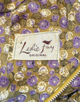50s Full Skirt Dress Drop Waist Purple Floral Print Leslie Fay VFG