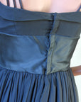 Women's 50s Dress Party Vintage Black Chiffon Full Skirt LBD Silk Small to Medium VFG