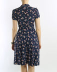 70s Vintage Day Dress Floral Rayon Swingy 40s Inspired Women's Small VFG