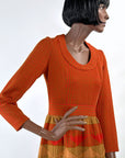60s 70s Vintage Maxi Dress Peasant Over The Top Double Knit M