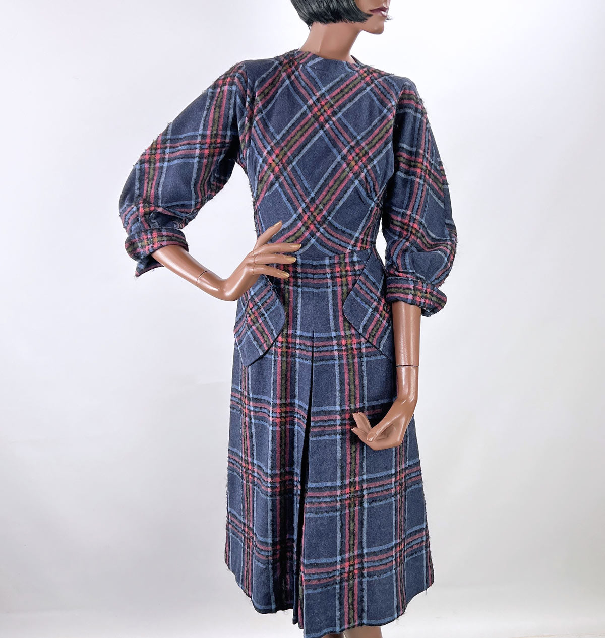 blue plaid dress vintage Sky Blue Plaid Shirtwaist Dress M main image 0