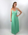 70s Maxi Dress & Jacket Mint Green Stripe Vintage Joan Sparks for Alamor VFG Small