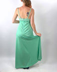 70s Maxi Dress & Jacket Mint Green Stripe Vintage Joan Sparks for Alamor VFG Small
