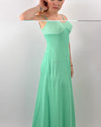 70s Maxi Dress & Jacket Mint Green Stripe Vintage Joan Sparks for Alamor VFG Small