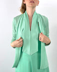70s Maxi Dress & Jacket Mint Green Stripe Vintage Joan Sparks for Alamor VFG Small