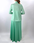 70s Maxi Dress & Jacket Mint Green Stripe Vintage Joan Sparks for Alamor VFG Small