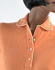Vintage 50s Cashmere Pullover Sweater Henley Collar M/L Altmann Peach VFG