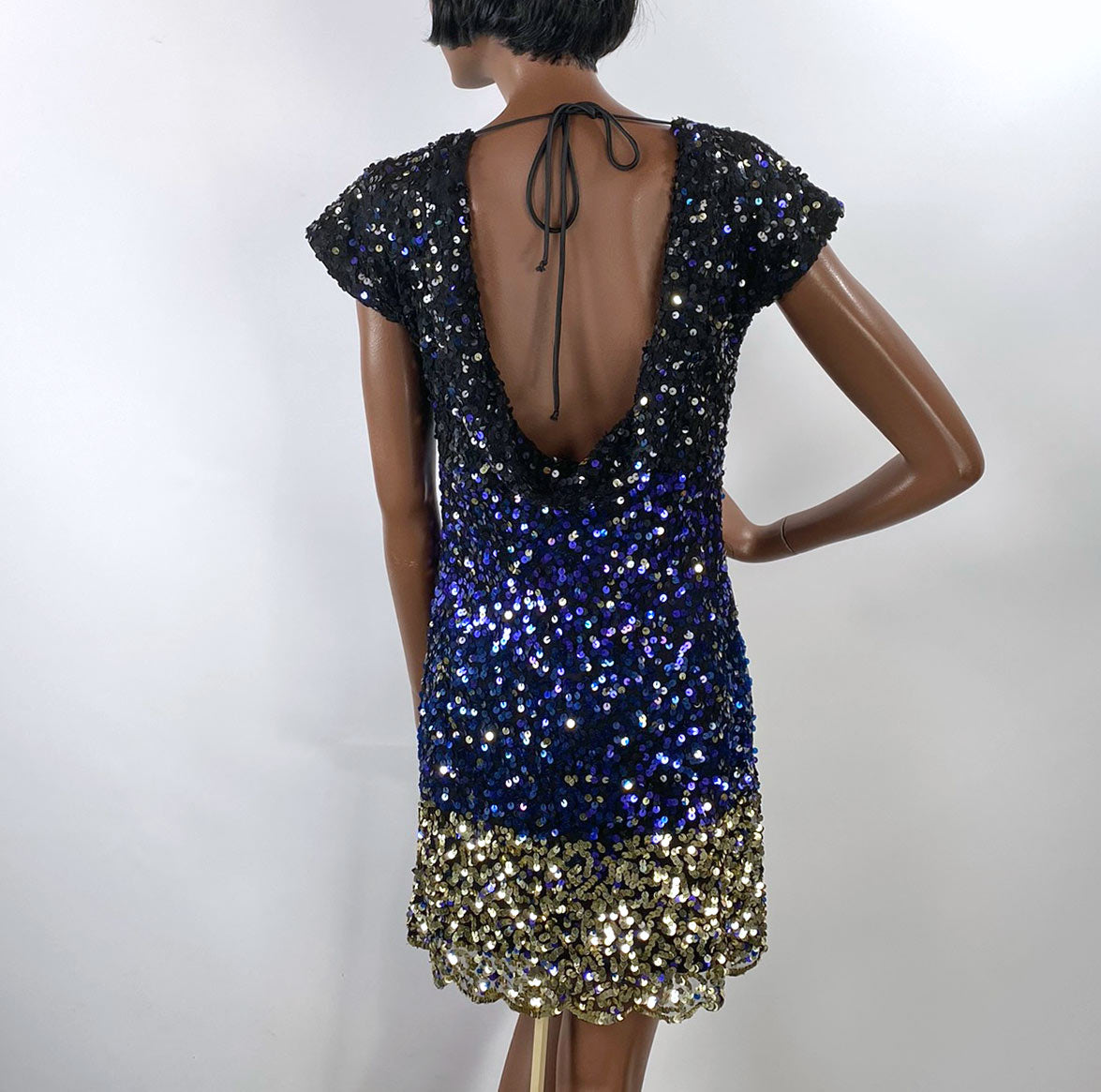 90s Ombre Sequin Mini Dress Women's Vintage Black to Blue to Gold Dance Party Arden B Small VFG 90s Ombre Sequin Mini Dress Women's Vintage Black to Blue to Gold Dance Party Arden B Small VFG
