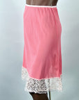 Half Slip 60s Rose Pink Nylon Vintage Deadstock Lingerie Lace Trim VFG by Aria