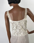Women's 50s Vintage White Nylon Full Slip Lace & Crystal Pleats M/L Aristocraft VFG