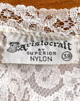 Women's 50s Vintage White Nylon Full Slip Lace & Crystal Pleats M/L Aristocraft VFG