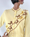 50s Cashmere Cardigan Sweater Beaded Ponies Small to Medium Ballantyne of Peebles Scotland VFG