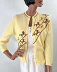 50s Cashmere Cardigan Sweater Beaded Ponies Small to Medium Ballantyne of Peebles Scotland VFG