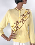 50s Cashmere Cardigan Sweater Beaded Ponies Small to Medium Ballantyne of Peebles Scotland VFG