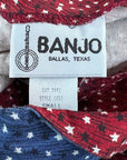 80s Women's Outfit by Banjo Skirt Top Western Vintage Mini Tiered Circle Keyhole Back Blouse Red White Blue Small VFG