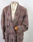 40s Beacon Blanket Robe Glen Plaid Vintage Houndstooth Plaid Red White & Blue VFG