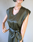 40s Women's Cocktail Dress Vintage 1940s LBD Slinky Draped Black Silk Medium VFG