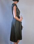 40s Women's Cocktail Dress Vintage 1940s LBD Slinky Draped Black Silk Medium VFG
