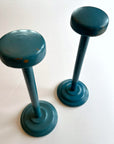 Vintage 30s Hat Display Stands Pair of 2, Painted Blue Wooden VFG