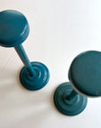 Vintage 30s Hat Display Stands Pair of 2, Painted Blue Wooden VFG