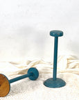 Vintage 30s Hat Display Stands Pair of 2, Painted Blue Wooden VFG