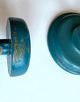 Vintage 30s Hat Display Stands Pair of 2, Painted Blue Wooden VFG
