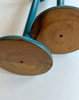 Vintage 30s Hat Display Stands Pair of 2, Painted Blue Wooden VFG