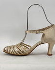 20s Vintage Strappy T-strap Heels Flapper Dance Shoes White Satin Fashion Bootery VFG