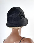 20s Tucked Cloche Hat Vintage Flapper Narrow Brim Large VFG