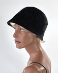 20s Tucked Cloche Hat Vintage Flapper Narrow Brim Large VFG