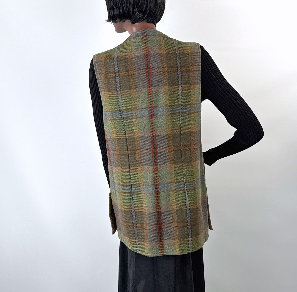 90s Plaid Tunic Vest Waistcoat Gilet Irish Wool House of Bruar VFG