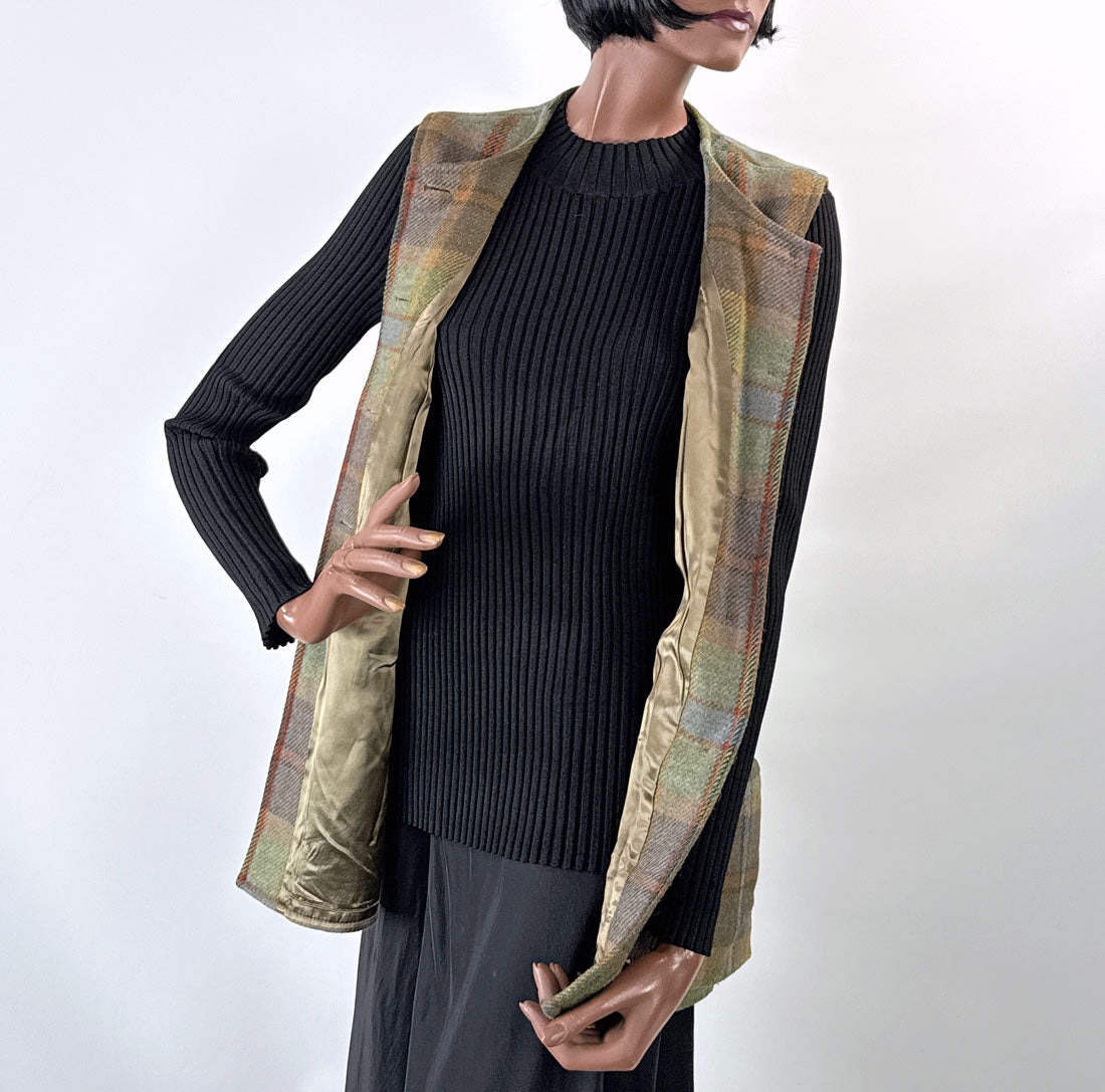 90s Plaid Tunic Vest Waistcoat Gilet Irish Wool House of Bruar VFG
