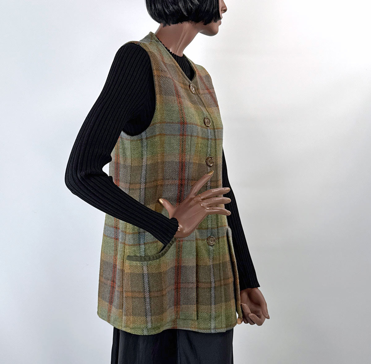 90s Plaid Tunic Vest Waistcoat Gilet Irish Wool House of Bruar VFG