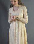 Women's 70s Dress Bridgerton Long Maxi Empire Waist Vintage Lace Boho S/XS Candi Jones VFG