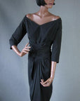 50s Bombshell Cocktail Dress Draped Vintage Revenge Dress Ceil Chapman Inspired Medium VFG