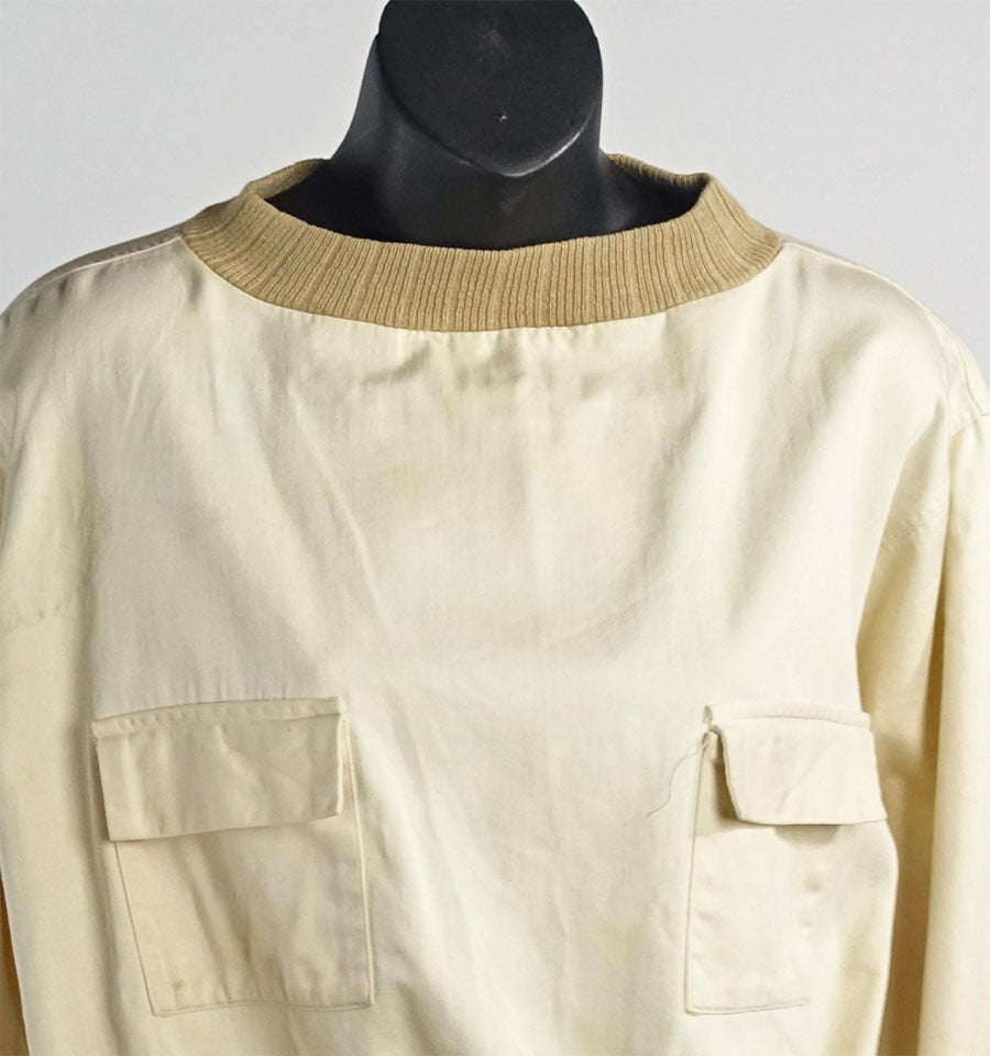 Early 40s Vintage Men's Sport Shirt Sportswear Tan Poplin Pullover Knit Trim Rugby Chummy VFG