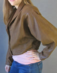 80s vintage cropped leather jacket by Dior, side viw