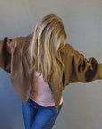 Women's 80s Dior Jacket Edgy Vintage Brown Leather Cropped Large VFG