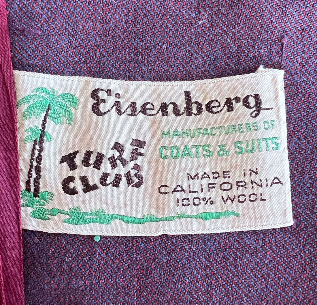 40s Nip Waist Jacket Purple Red Sharkskin Gab M/L Eisenberg VFG