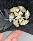 60s Vintage Cloche Hat 20s Inspired Dramatic Feather & Rhinestones Joseph Magnin VFG