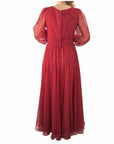 70s Goddess Gown Long Chiffon Dress Draped Bodice Women's Modest M VFG Miss Elliette