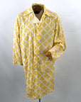 40s 50s Vintage Yellow Check Argyle Print Cotton Summer Robe Faultless Wilson Brothers VFG