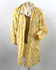 40s 50s Vintage Yellow Check Argyle Print Cotton Summer Robe Faultless Wilson Brothers VFG