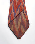 30s Wide Neck Tie Vintage Feather Pattern Brocade Salmon Blue Cream