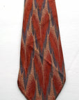 30s Wide Neck Tie Vintage Feather Pattern Brocade Salmon Blue Cream