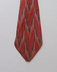 30s Wide Neck Tie Vintage Feather Pattern Brocade Salmon Blue Cream