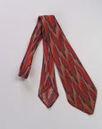 30s Wide Neck Tie Vintage Feather Pattern Brocade Salmon Blue Cream
