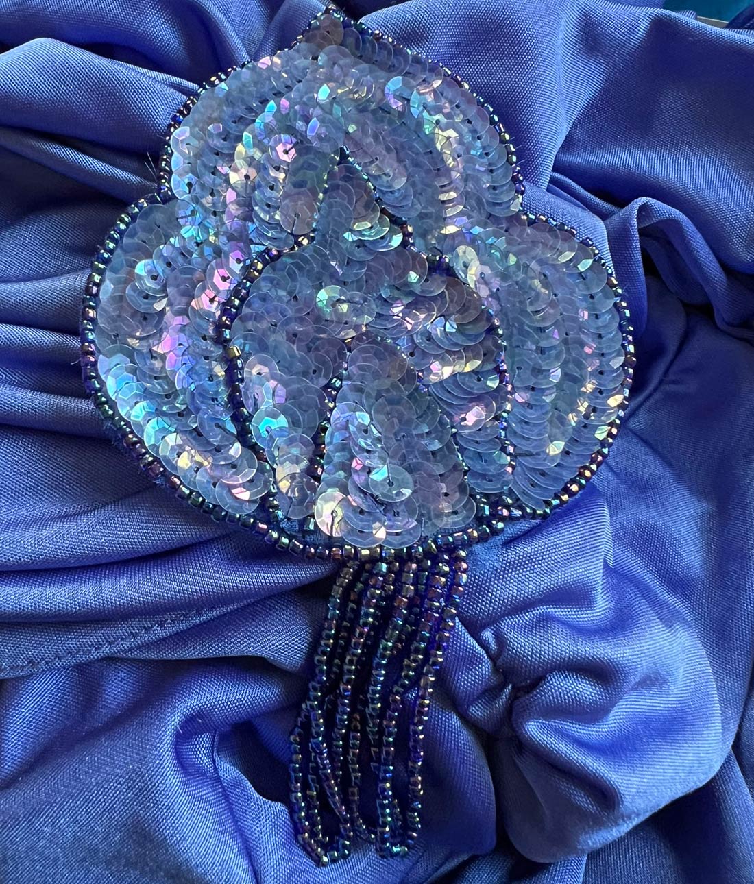 Dramatic 80s Cocktail Dress Women's Vintage Periwinkle Draped Sparkly Accent M/L Filigree VFG